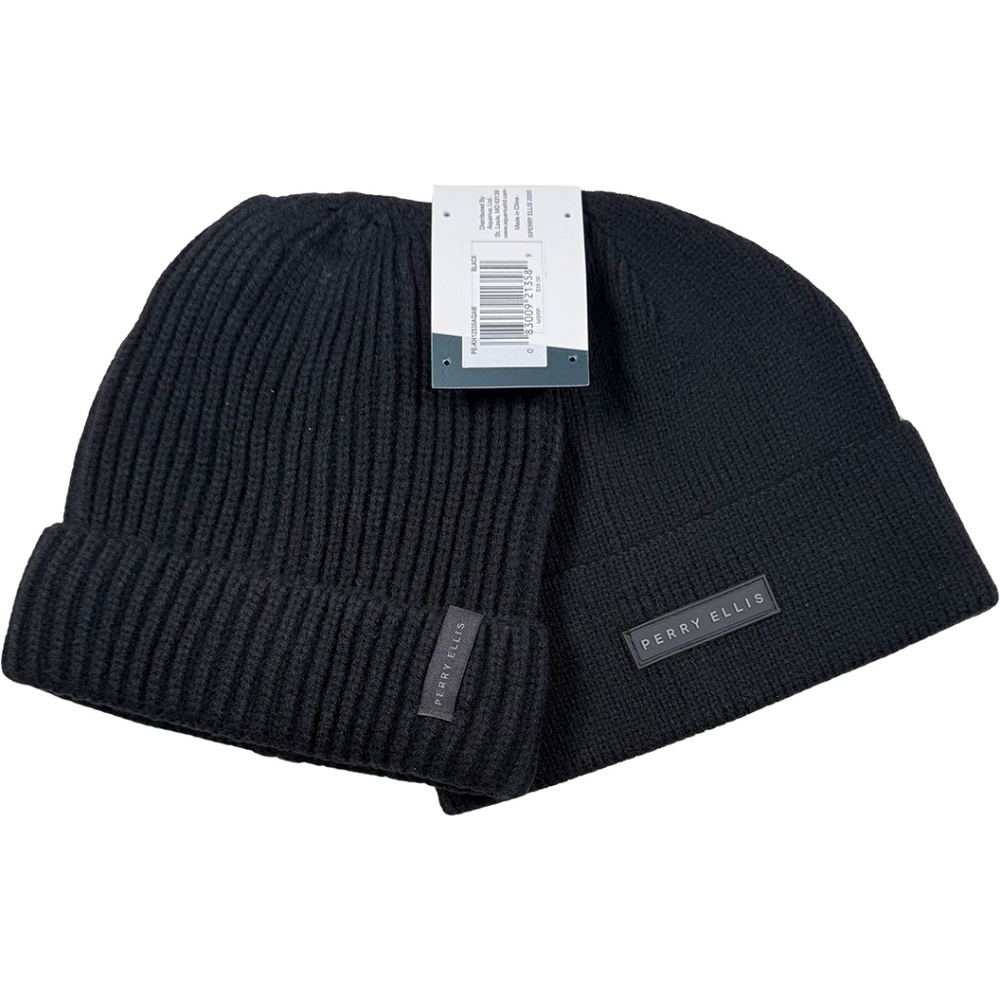 Perry Ellis Portfolio Beanie Set (2-Pack) -‎ NWT Mens One Size - #48501-D3